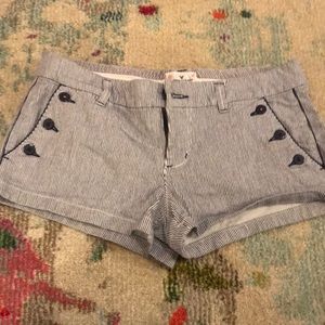 Navy and white pinstripe shorts